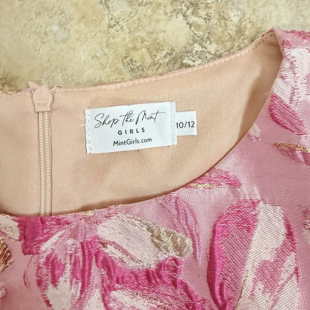 Shop the Mint The Eloise Fuchsia Pink Metallic Floral Dress, Size 10/12